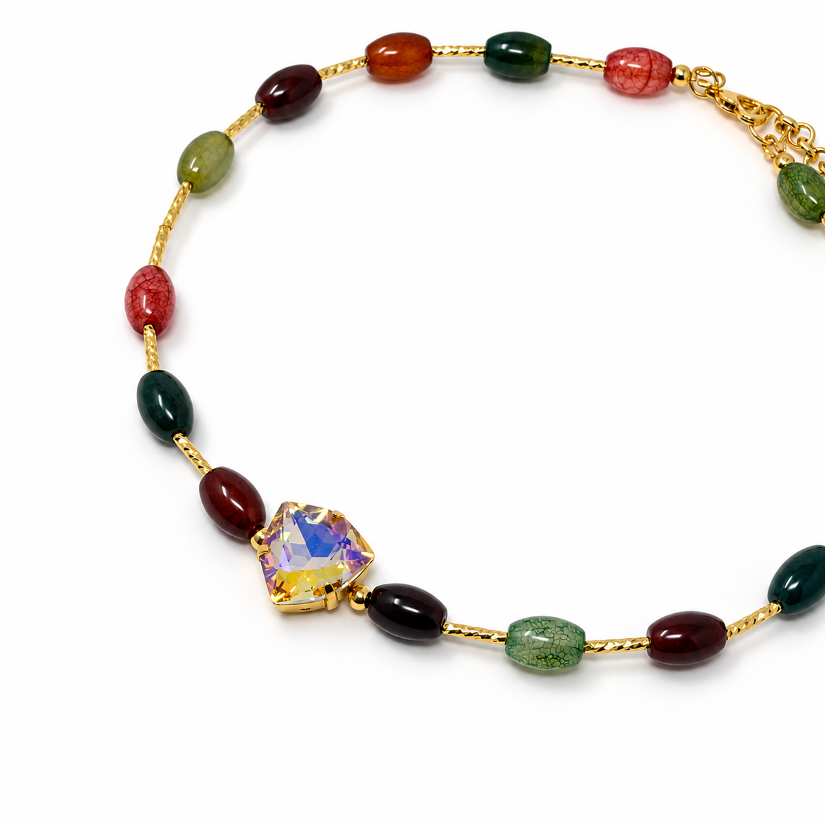Multicolor Agate Necklace with Paradise Shine Swarovski Crystal