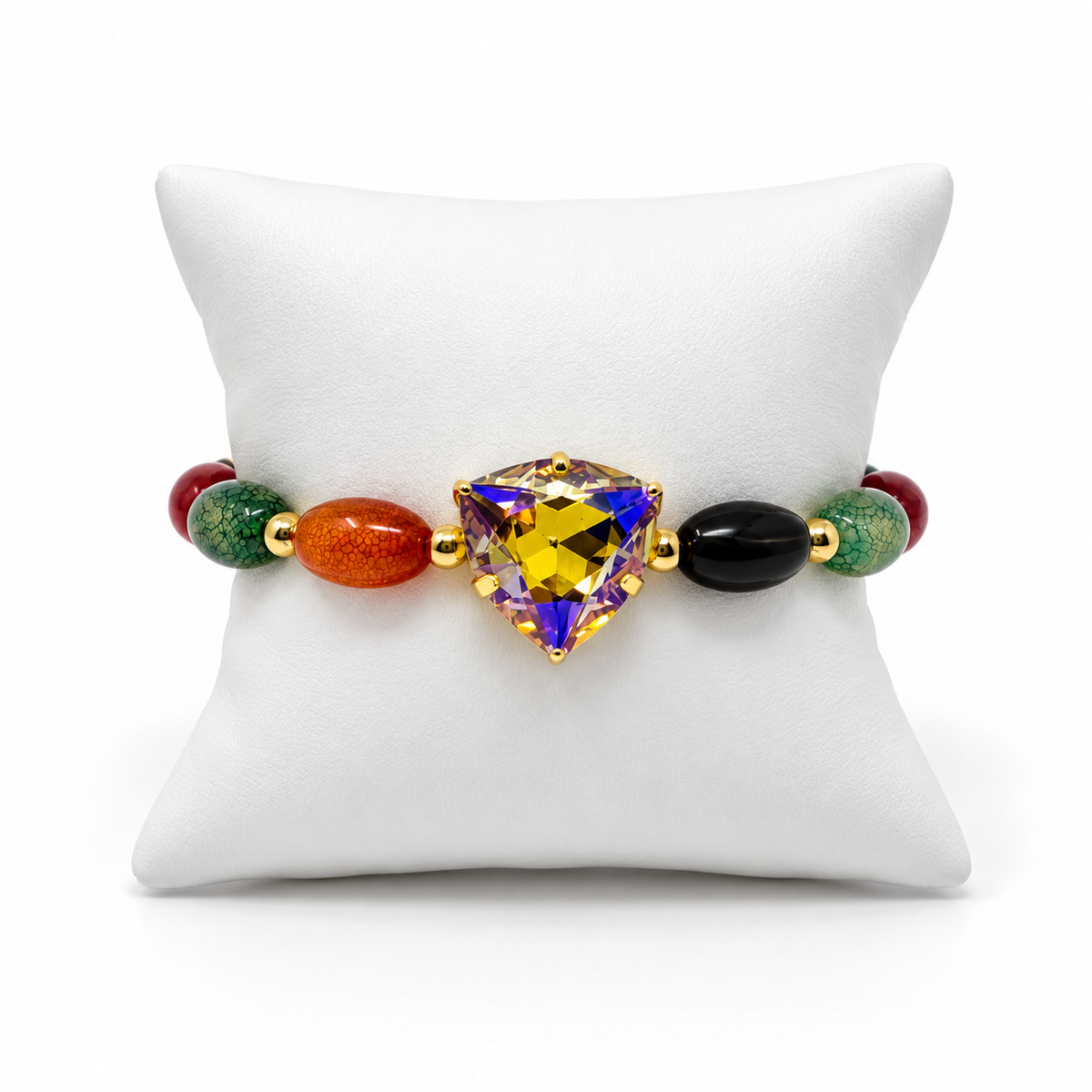 Multicolor Agate Bracelet with Paradise Shine Swarovski Crystal