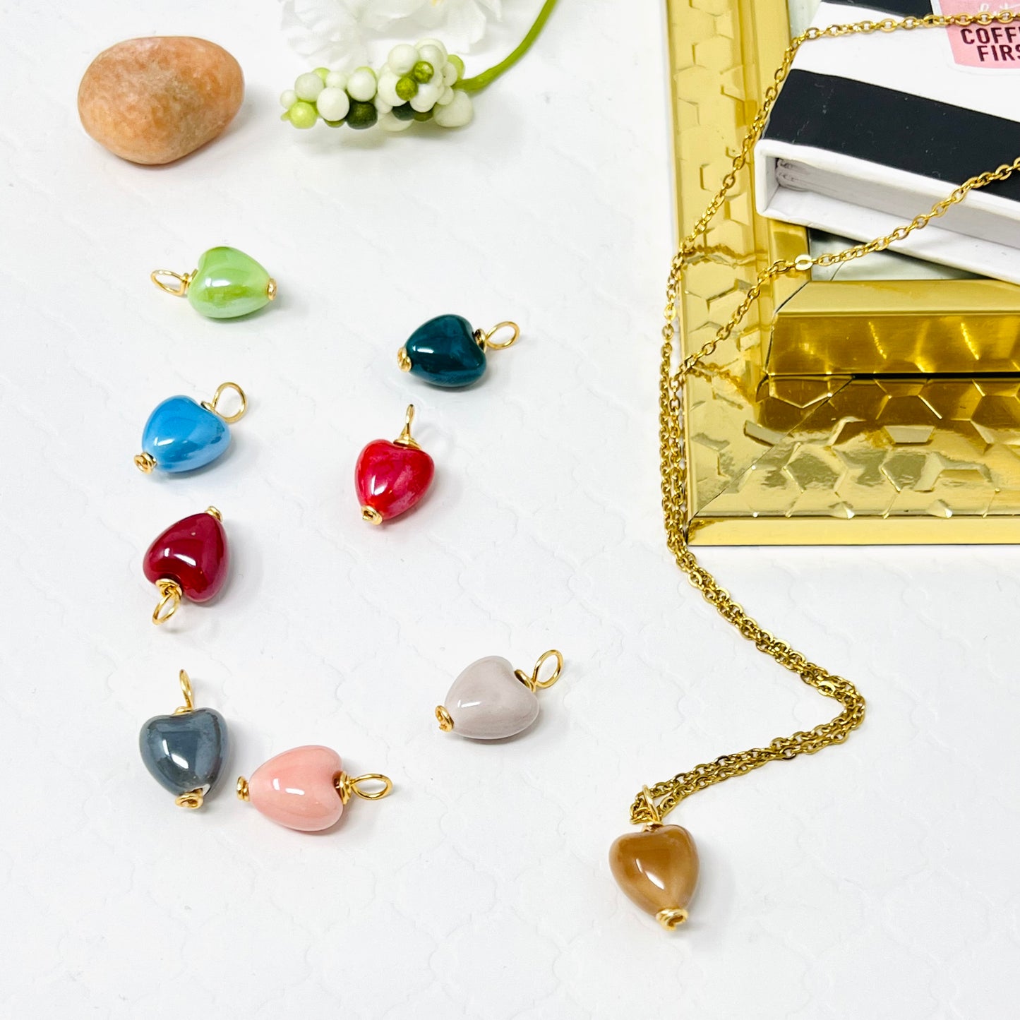 Heart Charm Necklaces, Dainty Gold Necklace, Stainless Steel Necklace, Necklace For Womens, Handmade Jewelry