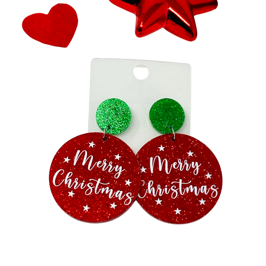 Merry Christmas earrings, Christmas earrings, dangle & drop earring, Christmas gift for her, holiday gift, stocking stuffer jewelry, gifts