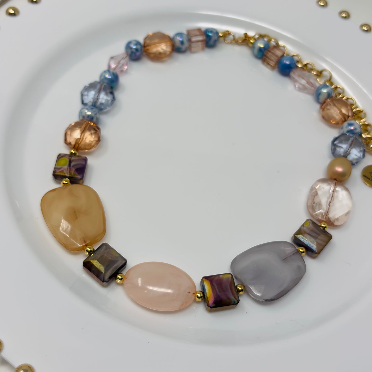 Handmade Beaded Necklace with Pastel - Colored Beads – Adjustable Chunky Beads Jewelry