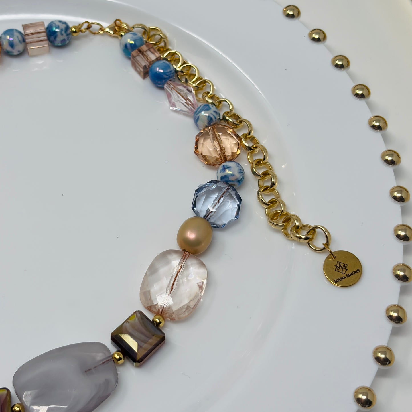 Handmade Beaded Necklace with Pastel - Colored Beads – Adjustable Chunky Beads Jewelry