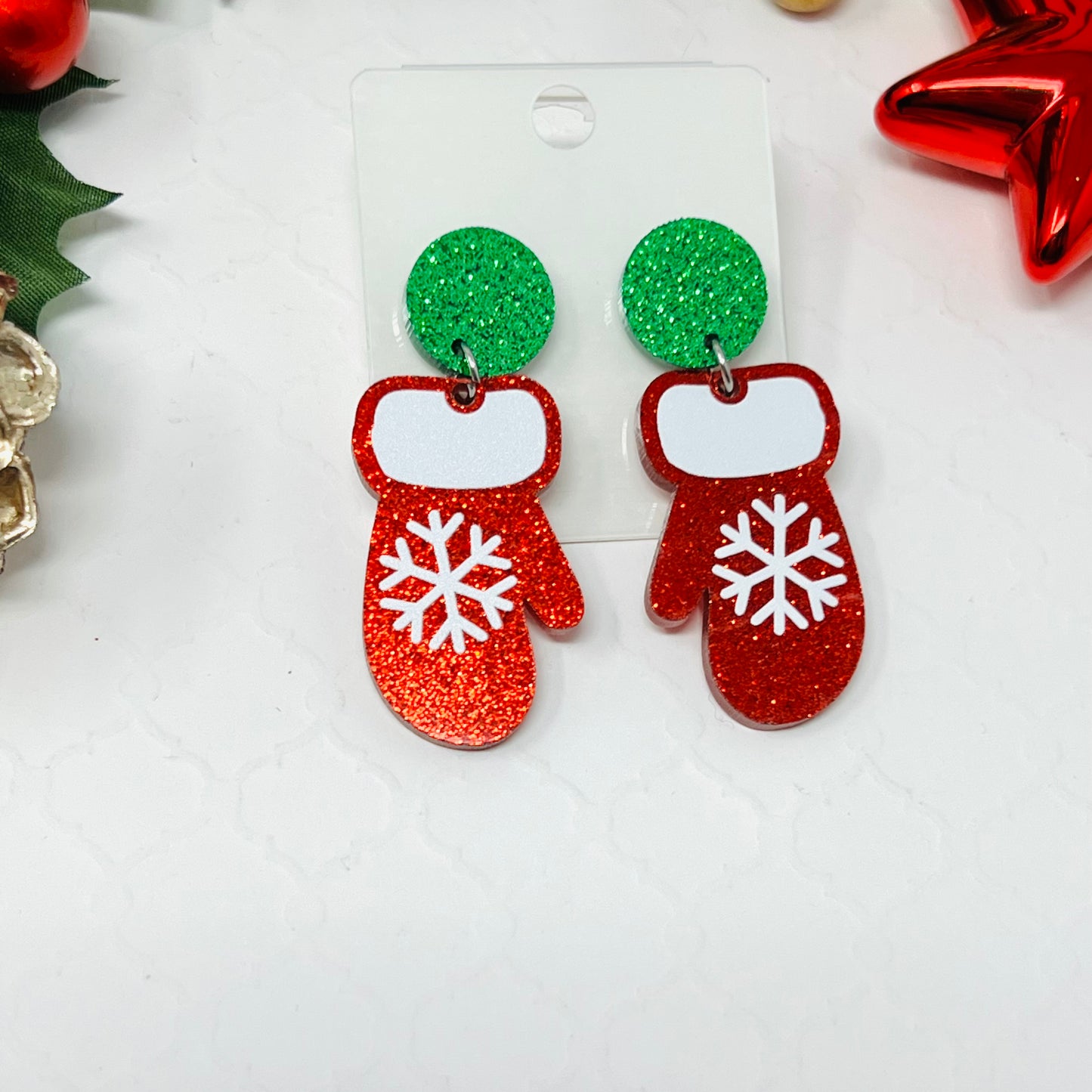Christmas Glove Earring, Holiday Earrings, Dangle & Drop Earrings