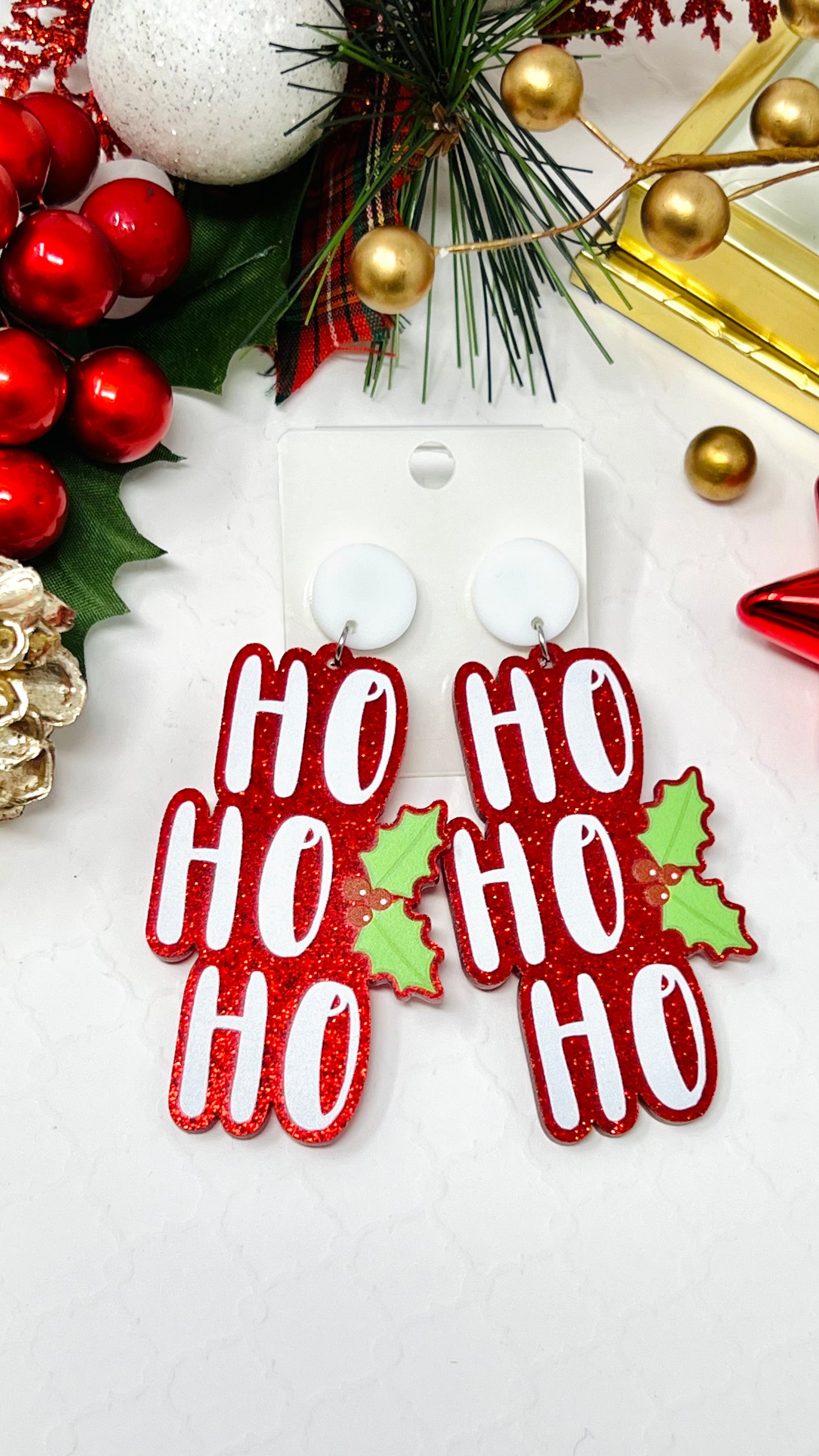 Ho Ho Ho Christmas Earring, Holiday Earrings, Dangle & Drop Earrings