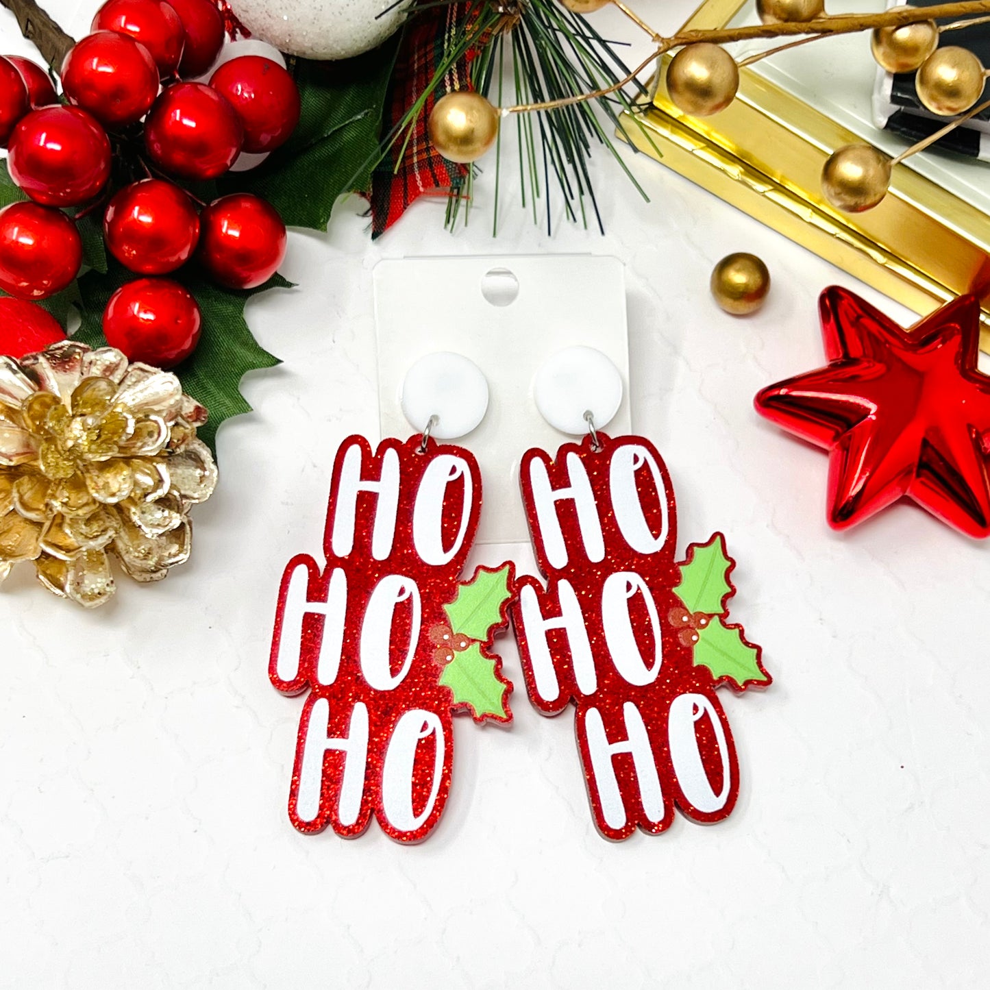 Ho Ho Ho Christmas Earring, Holiday Earrings, Dangle & Drop Earrings