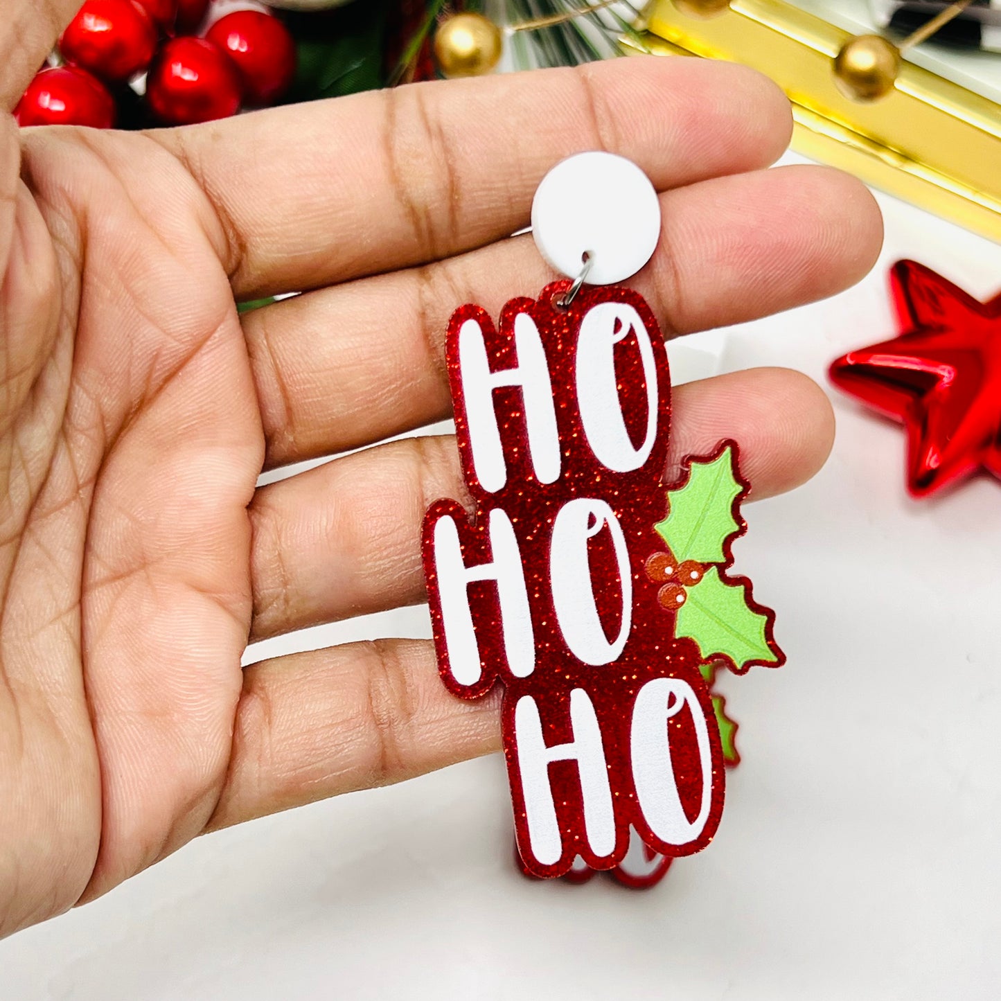Ho Ho Ho Christmas Earring, Holiday Earrings, Dangle & Drop Earrings