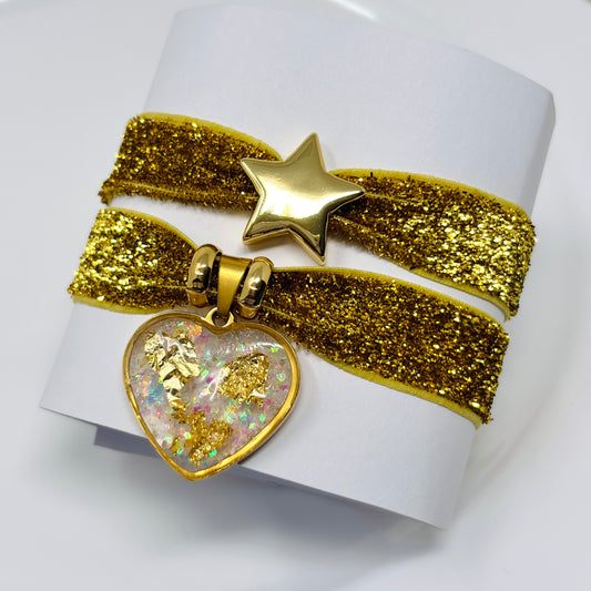 Handmade Elastic Heart Charm Bracelet