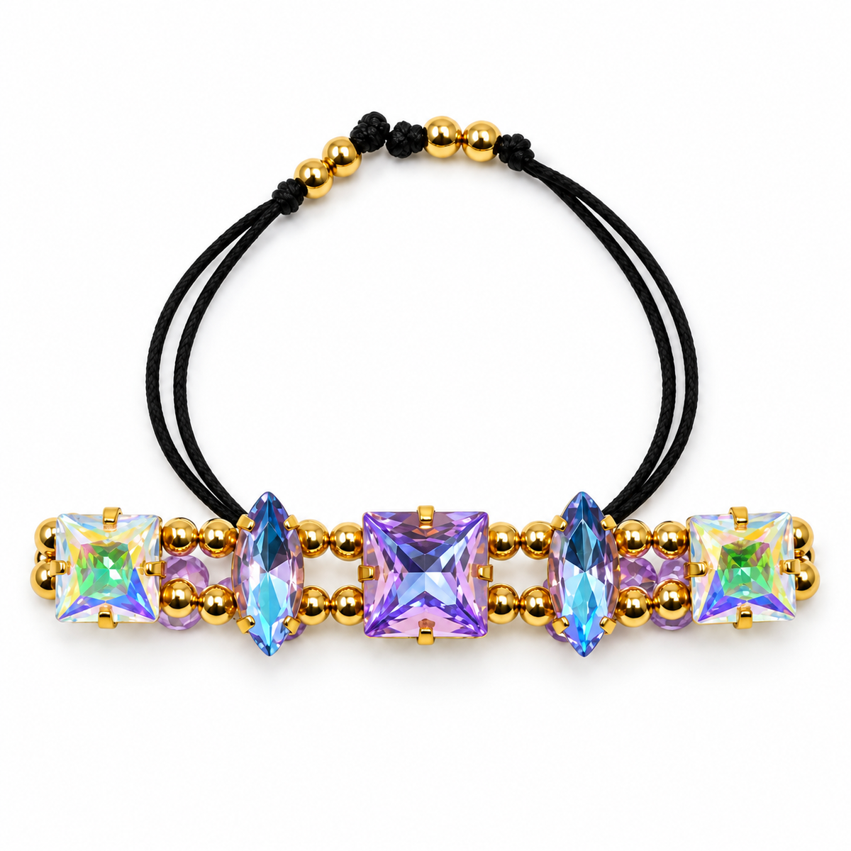 Mixed-Cut Swarovski Crystal Czech Bead Bracelet