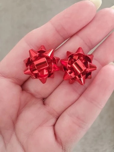 Christmas Bow Earrings, Holiday Earrings, Stud earrings, Christmas gift