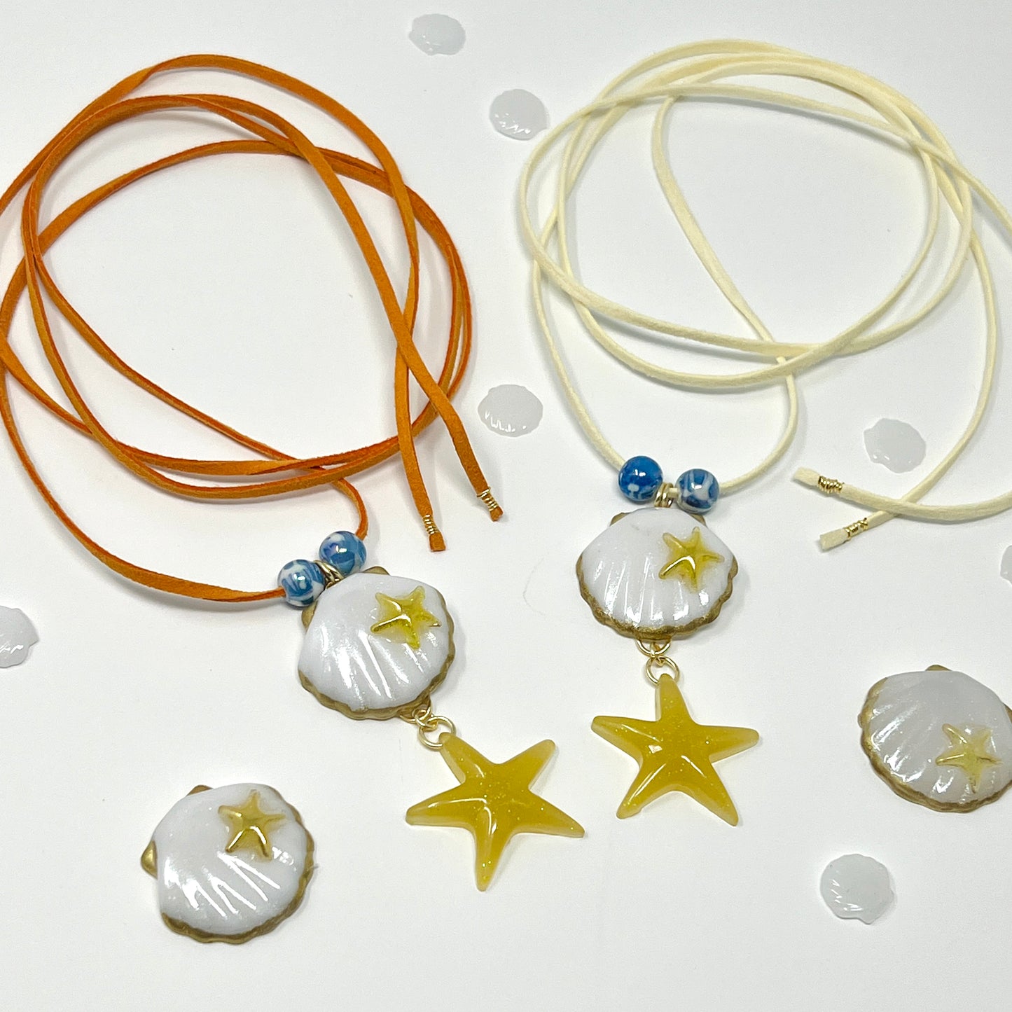 Resin Shell Starfish Charm Necklace, Starfish Choker Necklace, Shell Pendant Necklace, Boho Necklace, Surfer Necklace, Summer, Beach