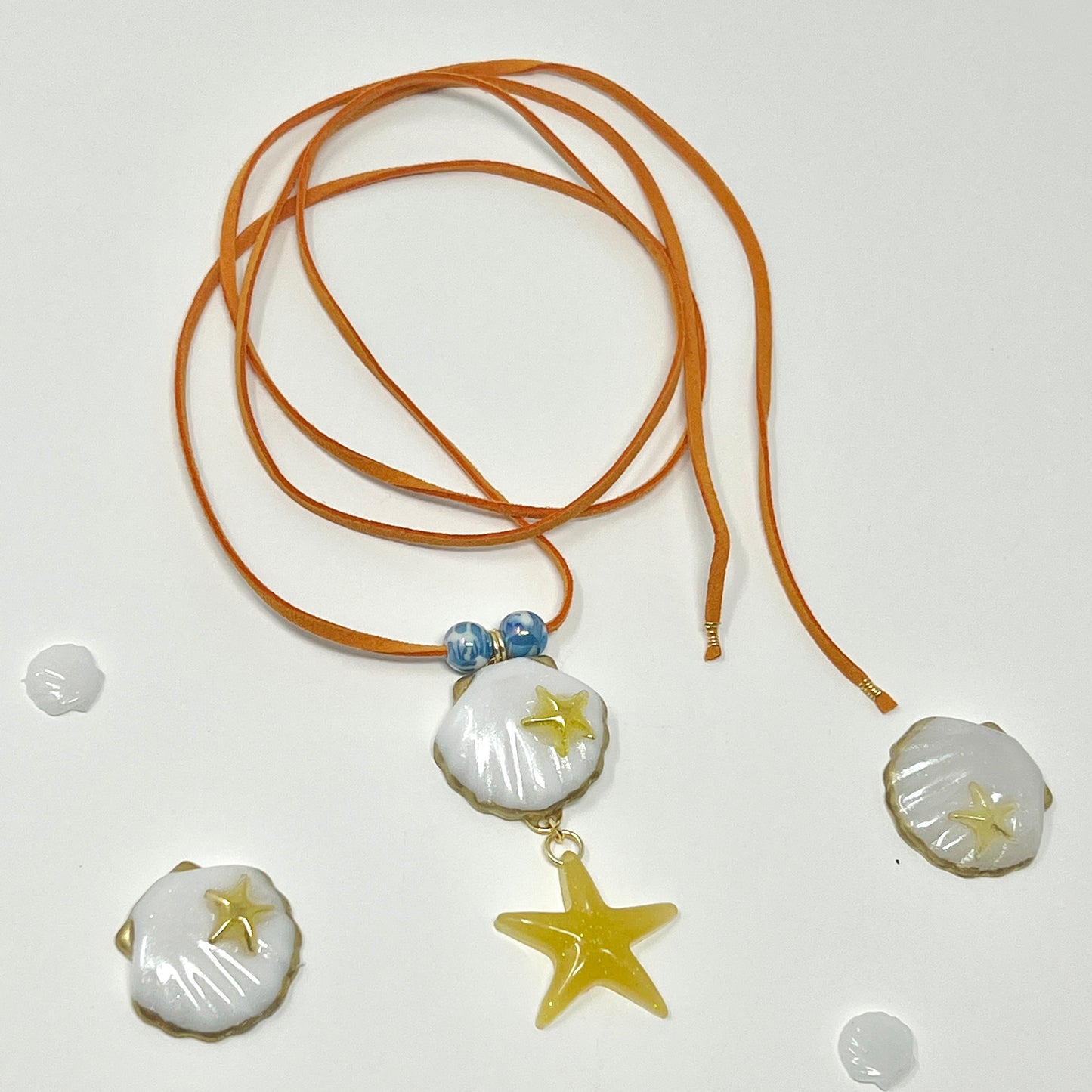 Resin Shell Starfish Charm Necklace, Starfish Choker Necklace, Shell Pendant Necklace, Boho Necklace, Surfer Necklace, Summer, Beach