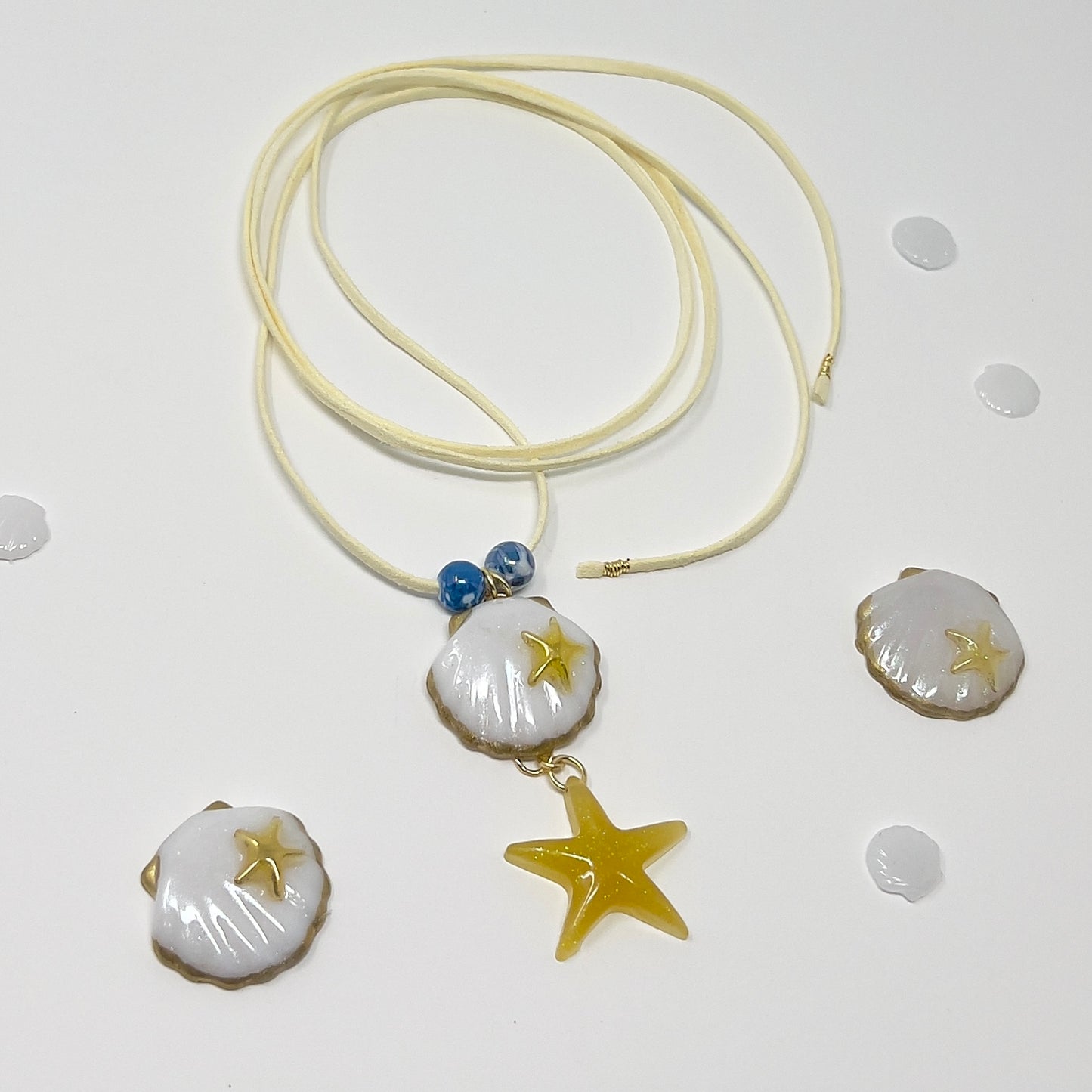 Resin Shell Starfish Charm Necklace, Starfish Choker Necklace, Shell Pendant Necklace, Boho Necklace, Surfer Necklace, Summer, Beach