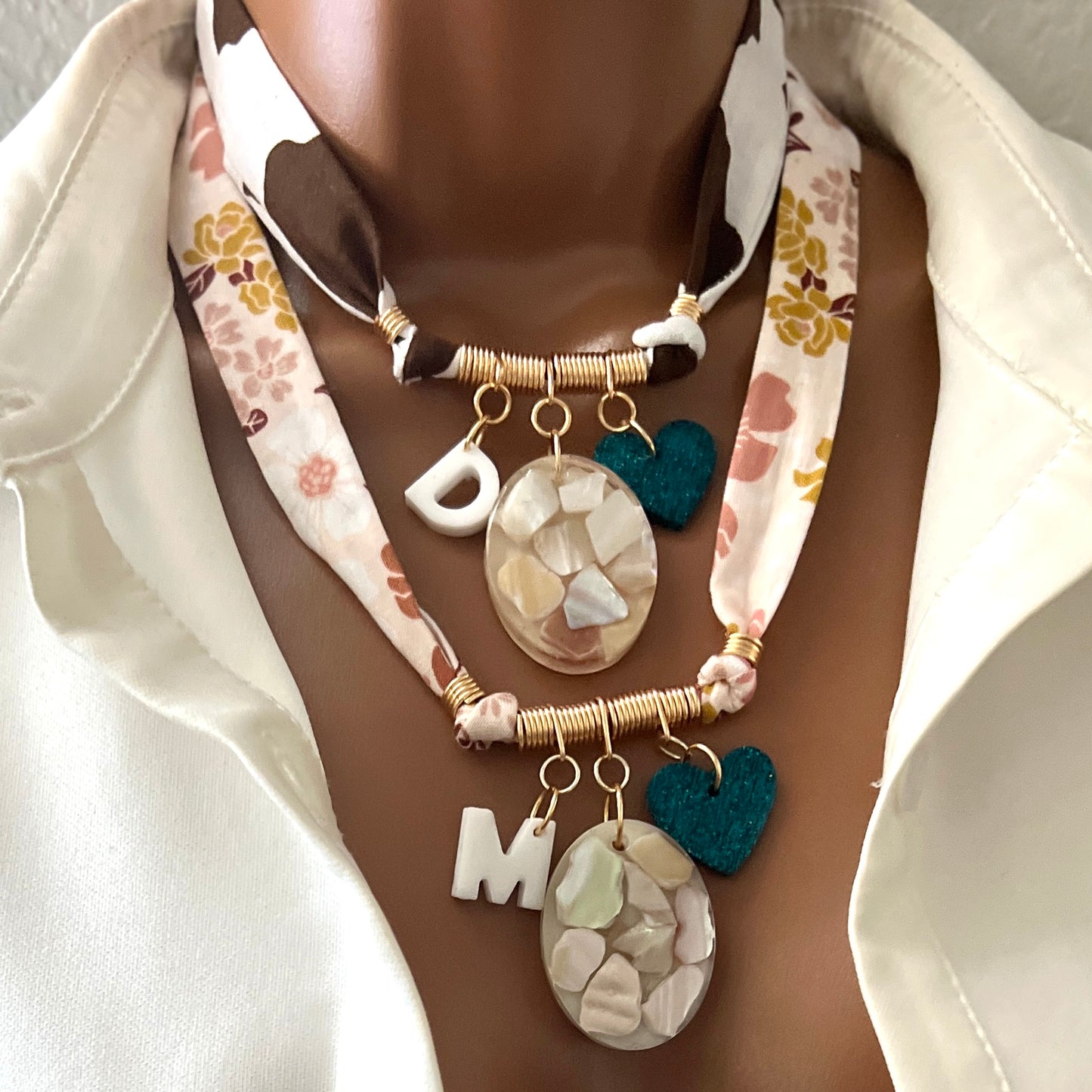 Custom Bandana Charm Necklace, Bandana Pendant Necklace, Boho Scarf Necklace, Vintage Charm Necklace, Fabric Pendant Necklace Gift