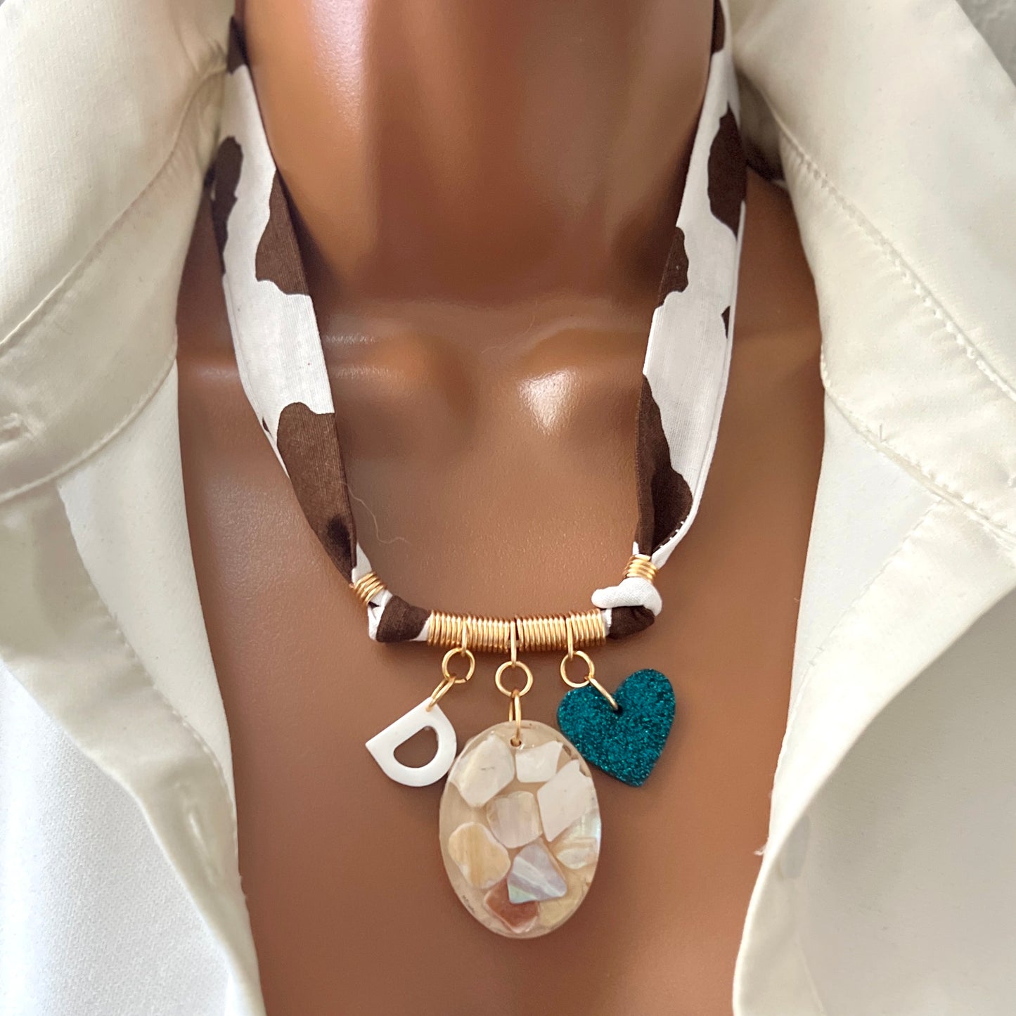 Custom Bandana Charm Necklace, Bandana Pendant Necklace, Boho Scarf Necklace, Vintage Charm Necklace, Fabric Pendant Necklace Gift