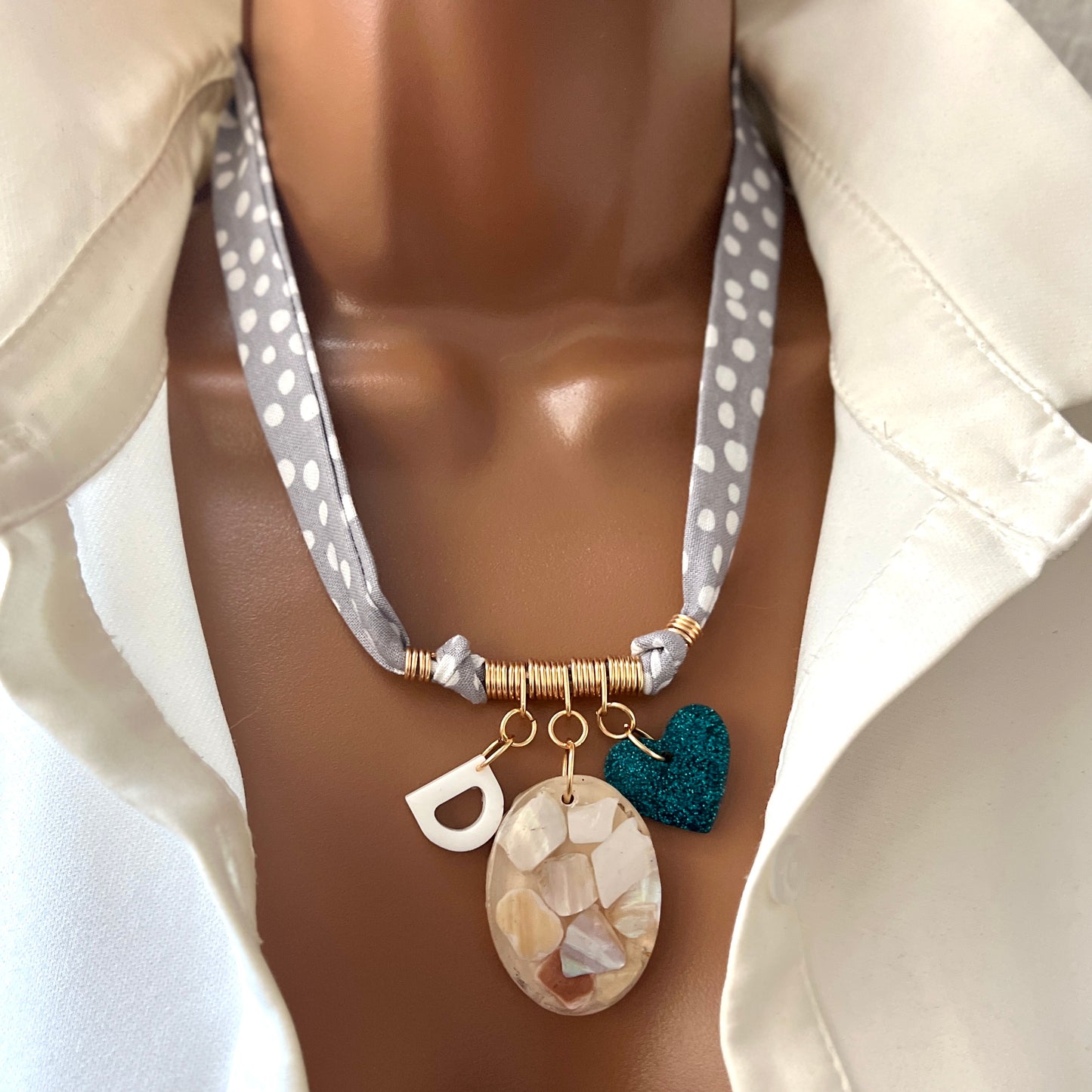 Custom Bandana Charm Necklace, Bandana Pendant Necklace, Boho Scarf Necklace, Vintage Charm Necklace, Fabric Pendant Necklace Gift