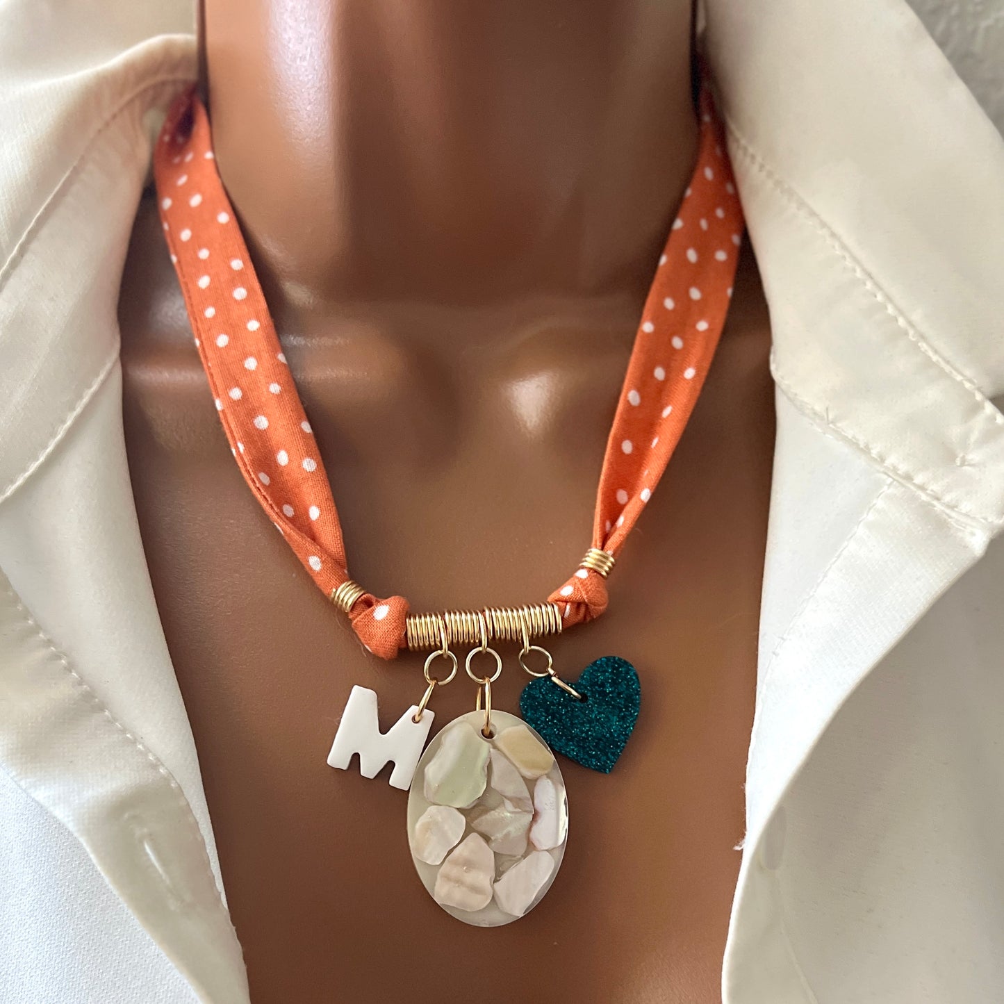 Custom Bandana Charm Necklace, Bandana Pendant Necklace, Boho Scarf Necklace, Vintage Charm Necklace, Fabric Pendant Necklace Gift