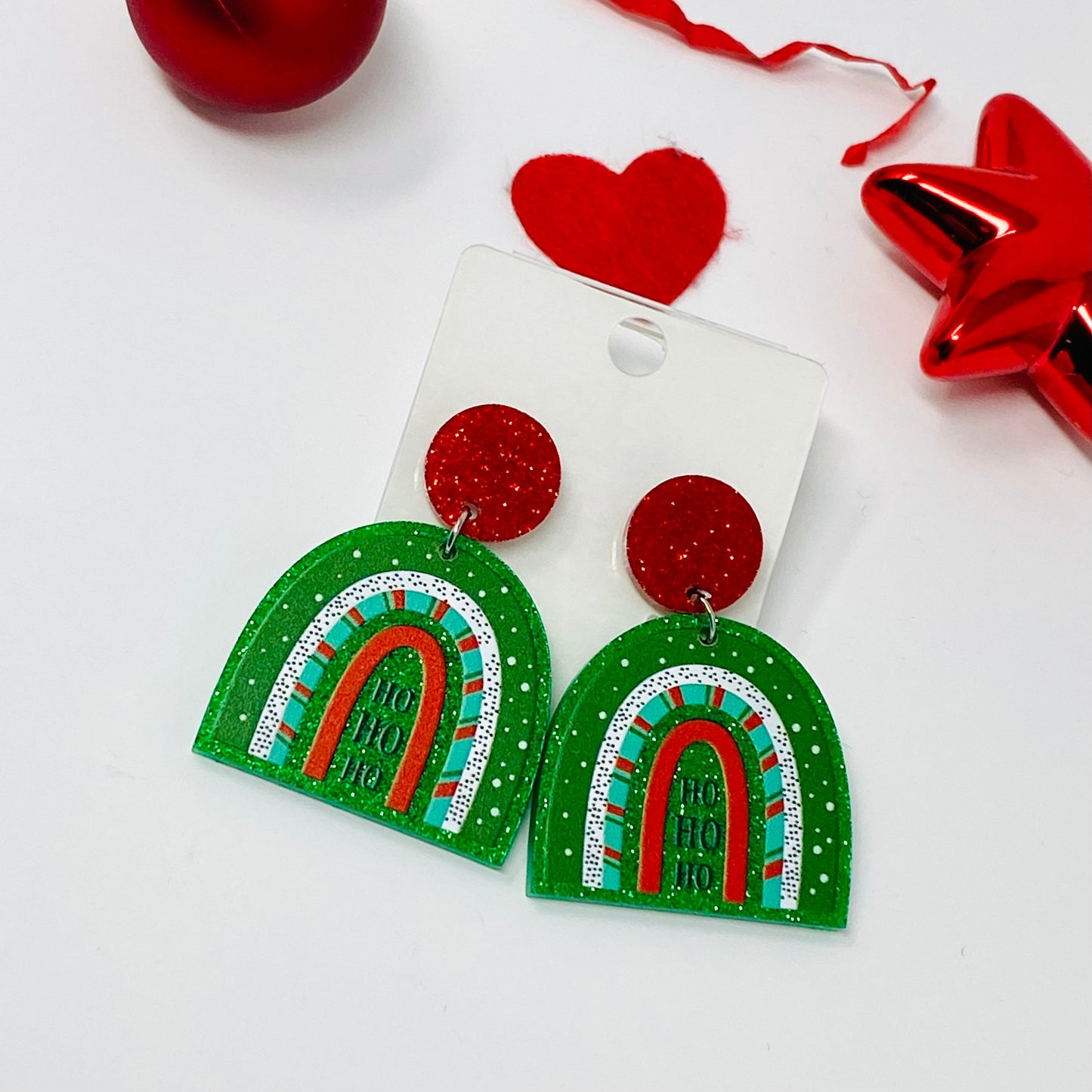 Rainbow Christmas Earring, Holiday Earrings, Dangle & Drop Earrings
