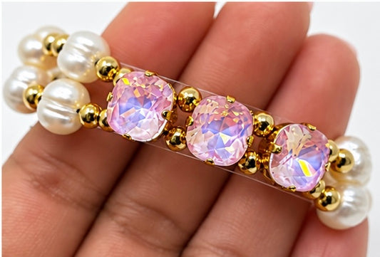 Natural Pearl Bracelet with Swarovski Crystal