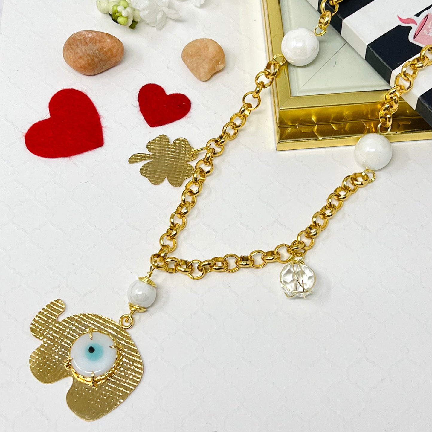 Gold Plated Elephant Pendant, Gold Necklace For Women, Gold Circle Chain