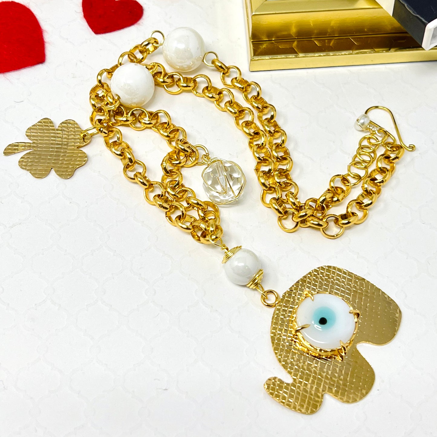 Gold Plated Elephant Pendant, Gold Necklace For Women, Gold Circle Chain