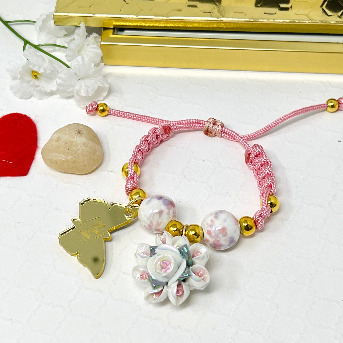 Macrame woven ceramic beads bracelet for women