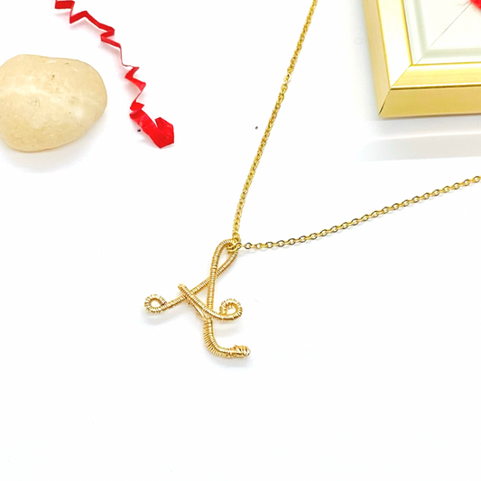 Custom Wire Letters 14k Gold Plated Necklace, Gold initial necklace, Dainty gold necklace, Personalized jewelry