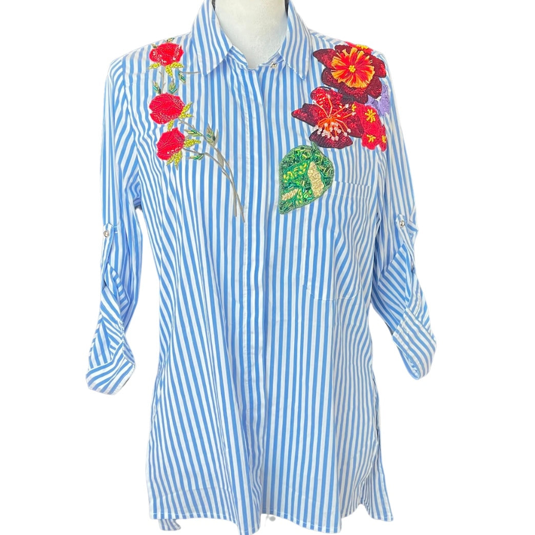 Embroidered Flower Blouses, Hand Embroidered  Floral Shirt, Clothing For Women,  Mexican Design Tshirt, Funny Summer Tshirt