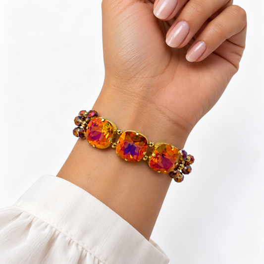 Astral Pink Cushion-Cut Swarovski Crystal Bracelet