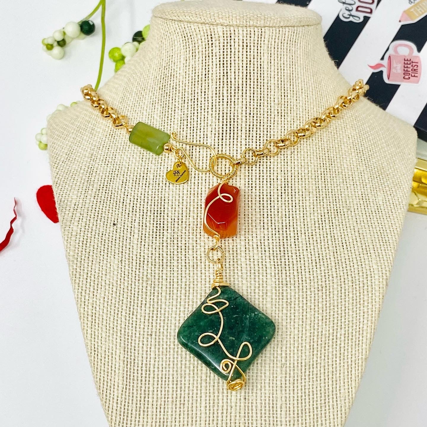 Gemstone Handmade Gold Plated Necklace For Women