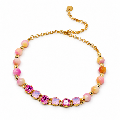 Jade Beaded Necklace with Swarovski Crystals