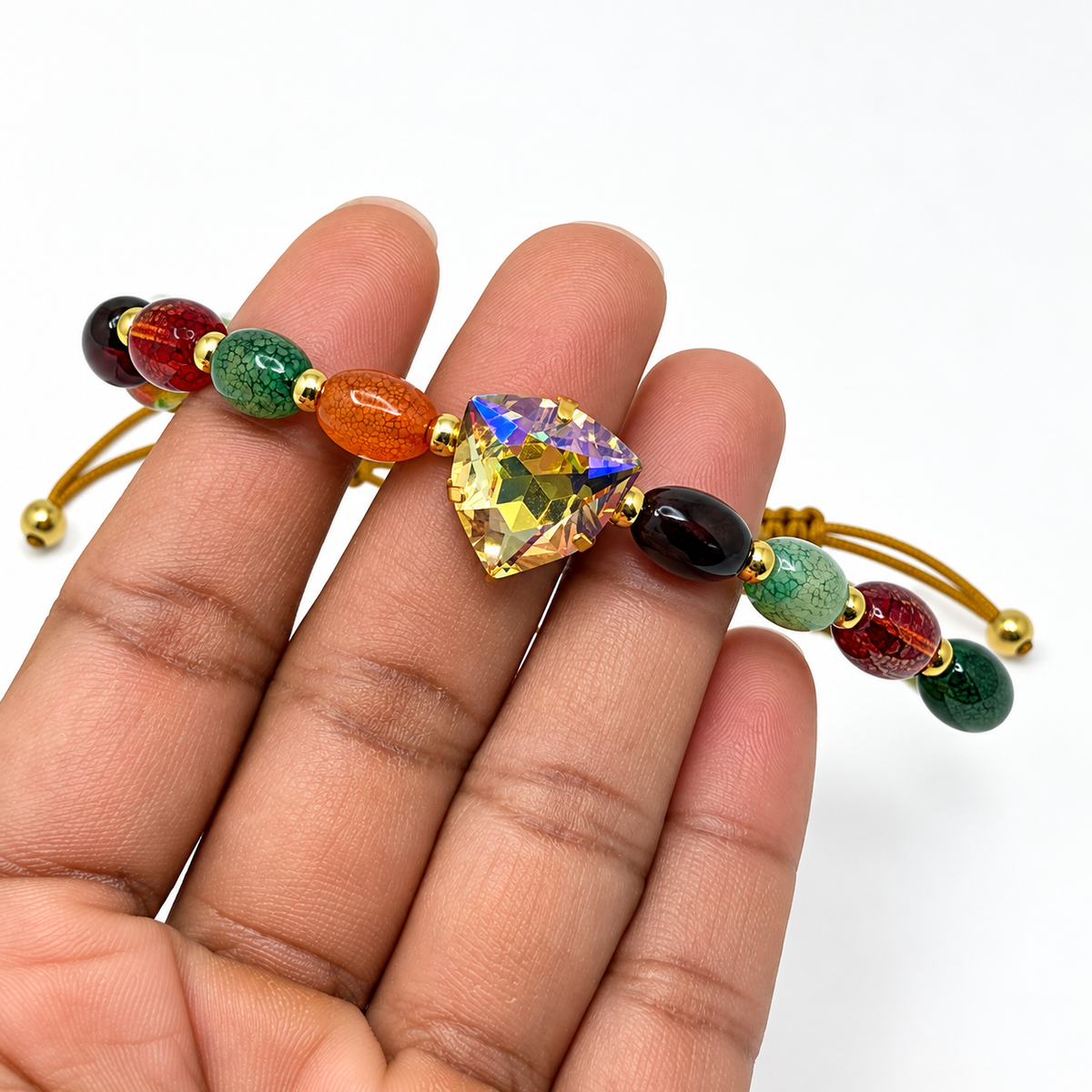Multicolor Agate Bracelet with Paradise Shine Swarovski Crystal