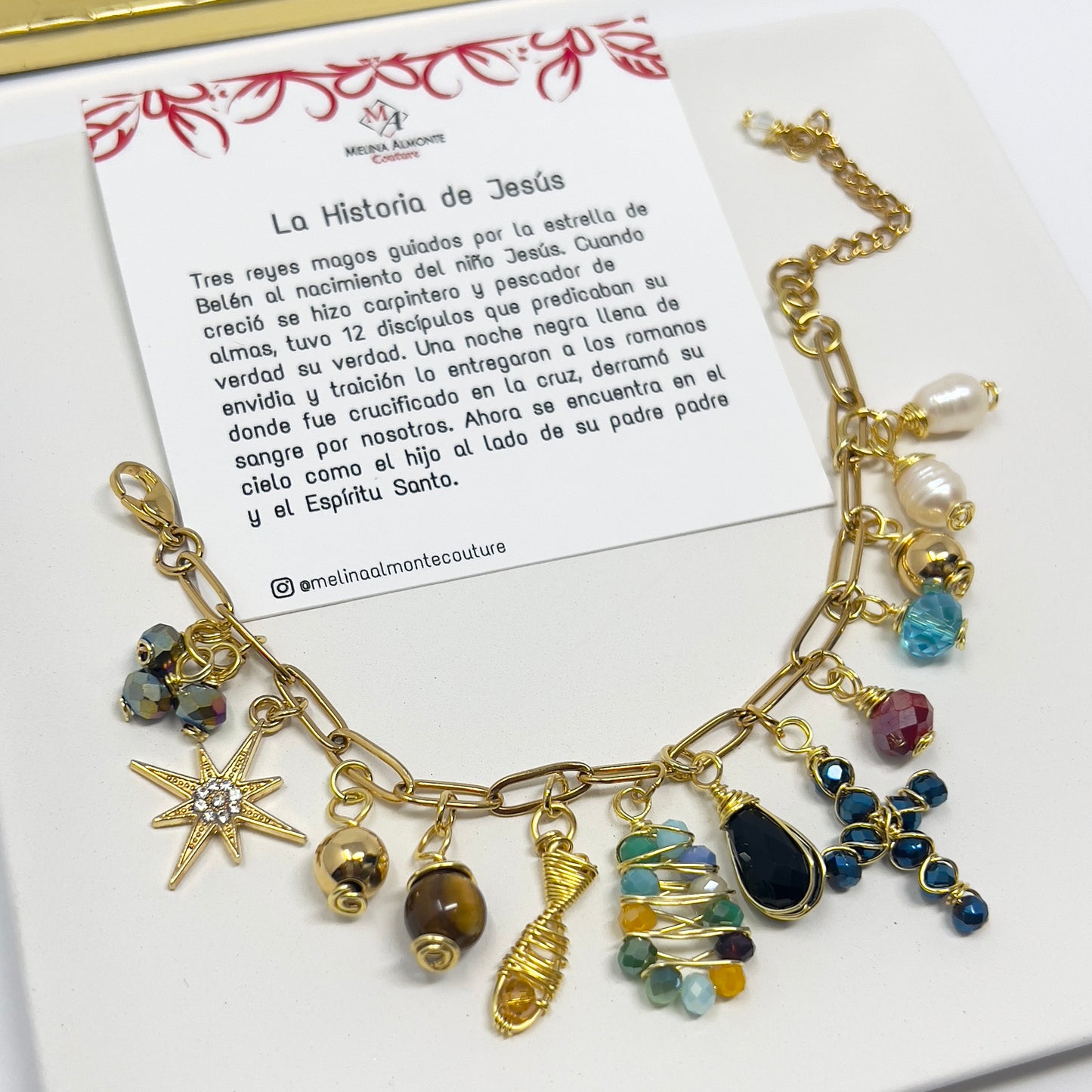 Life Of Jesus Bracelet, Christian Bracelet, Cross Bracelet Women, Charms Bracelet, Religious Catholic Charm Bracelet, Beaded Bracelet