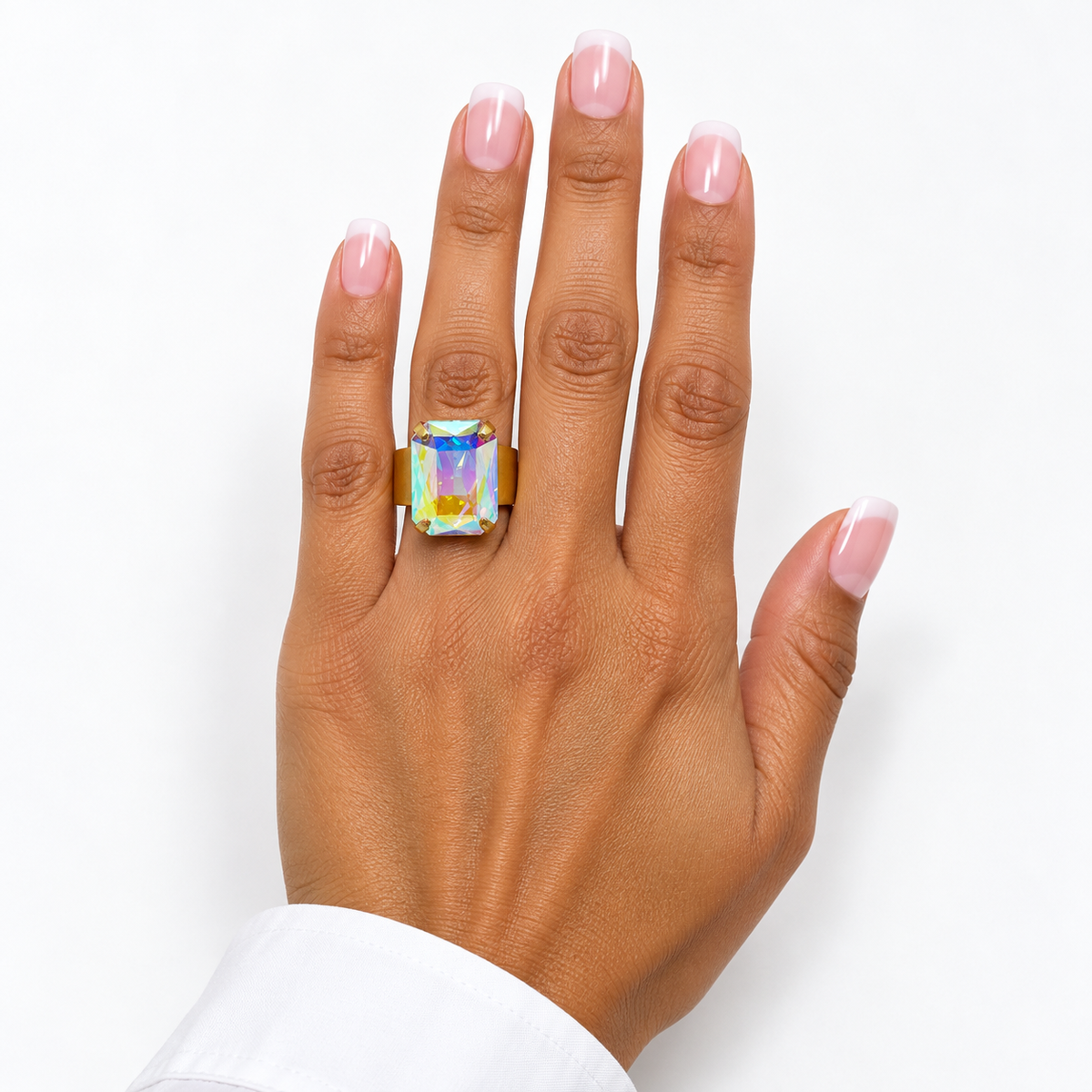 Adjustable Octagonal Swarovski Crystal Ring