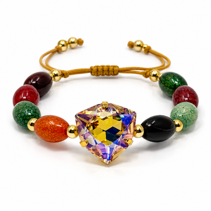 Multicolor Agate Bracelet with Paradise Shine Swarovski Crystal