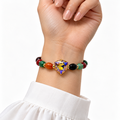 Multicolor Agate Bracelet with Paradise Shine Swarovski Crystal