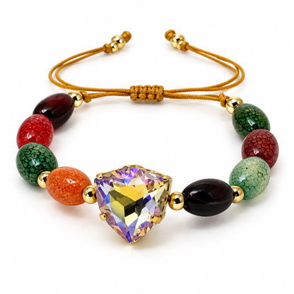 Multicolor Agate Bracelet with Paradise Shine Swarovski Crystal