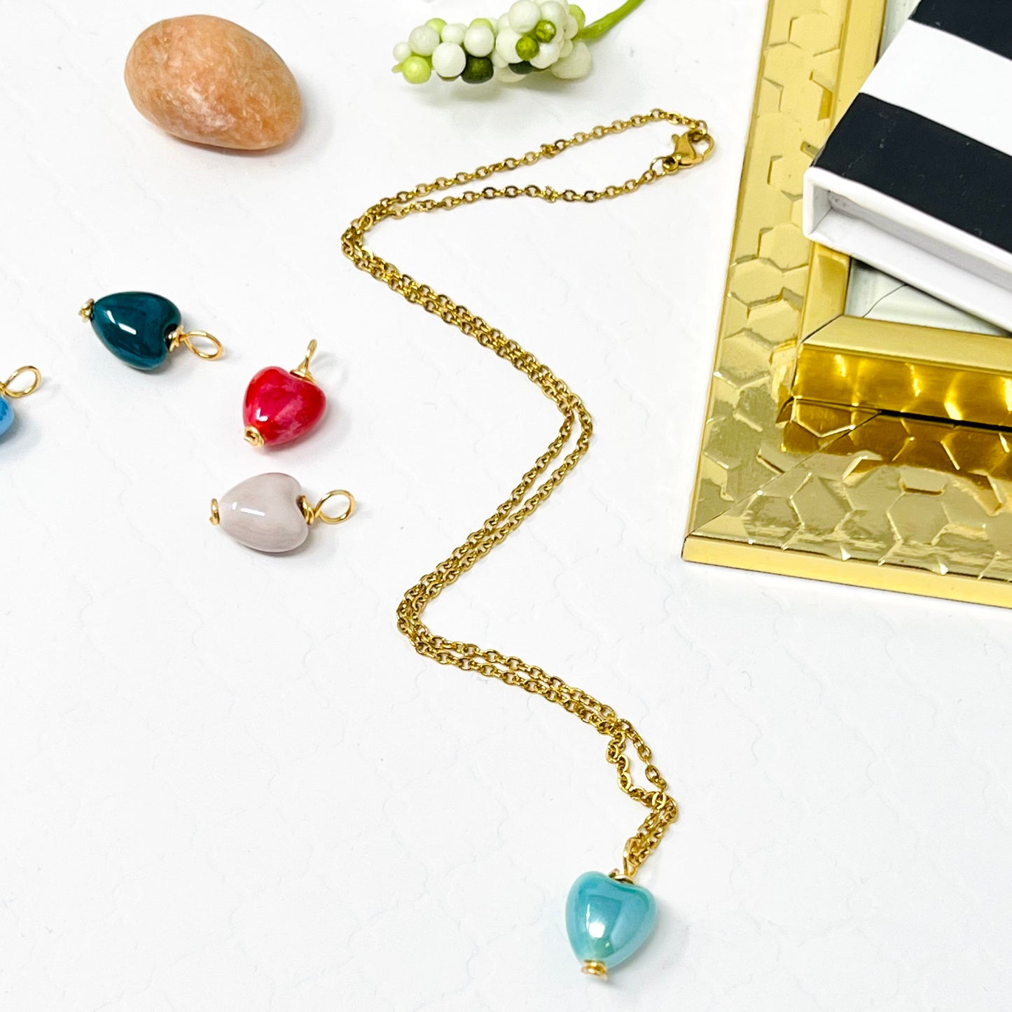 Heart Charm Necklaces, Dainty Gold Necklace, Stainless Steel Necklace, Necklace For Womens, Handmade Jewelry