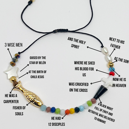 Life Of Jesus Bracelet, Christian Bracelet, Cross Bracelet Women, String Bracelet, Religious Catholic Charm Bracelet, Beaded Bracelet