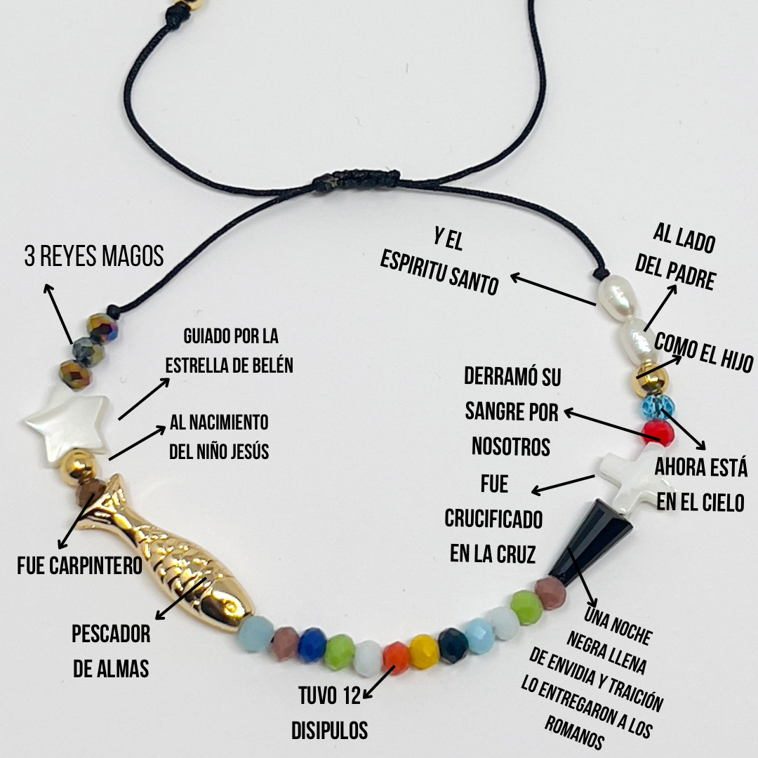 Life Of Jesus Bracelet, Christian Bracelet, Cross Bracelet Women, String Bracelet, Religious Catholic Charm Bracelet, Beaded Bracelet