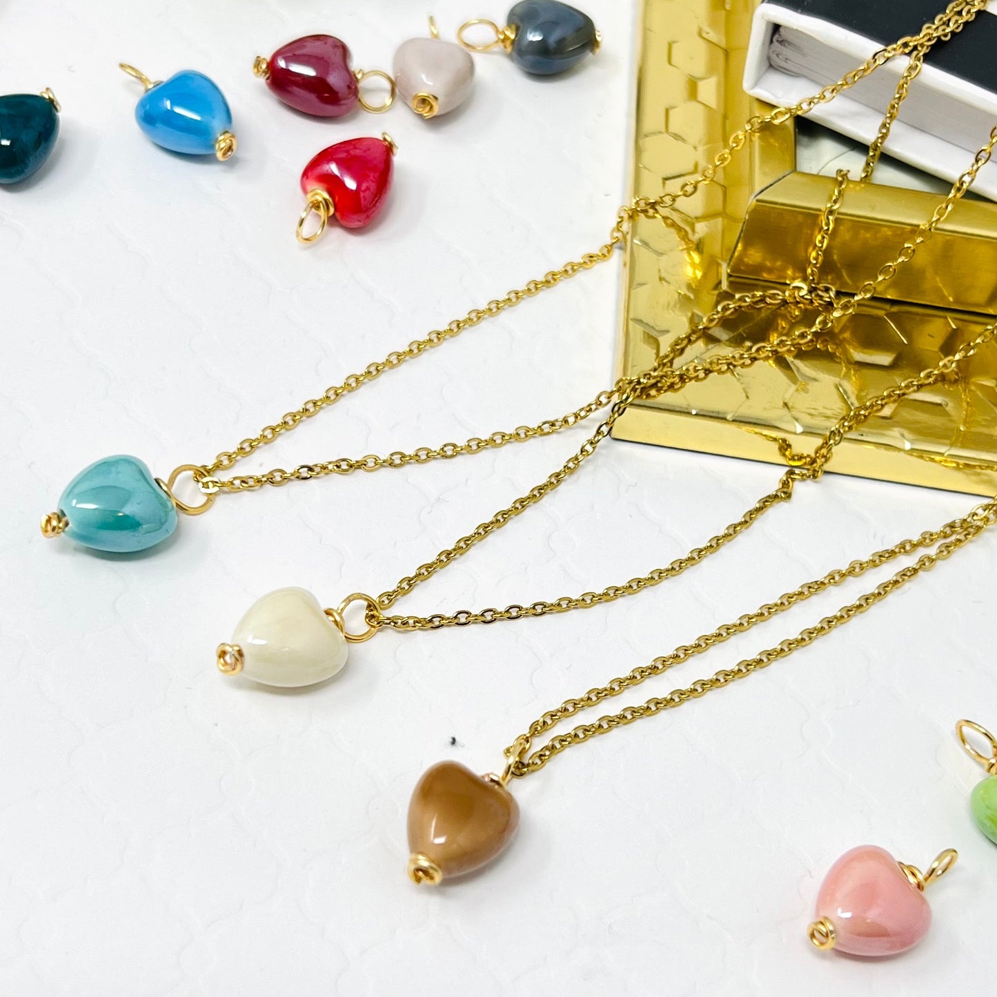 Heart Charm Necklaces, Dainty Gold Necklace, Stainless Steel Necklace, Necklace For Womens, Handmade Jewelry