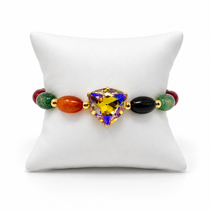 Multicolor Agate Bracelet with Paradise Shine Swarovski Crystal