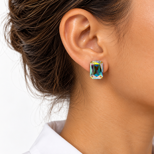 Octagonal Swarovski Crystal Earrings