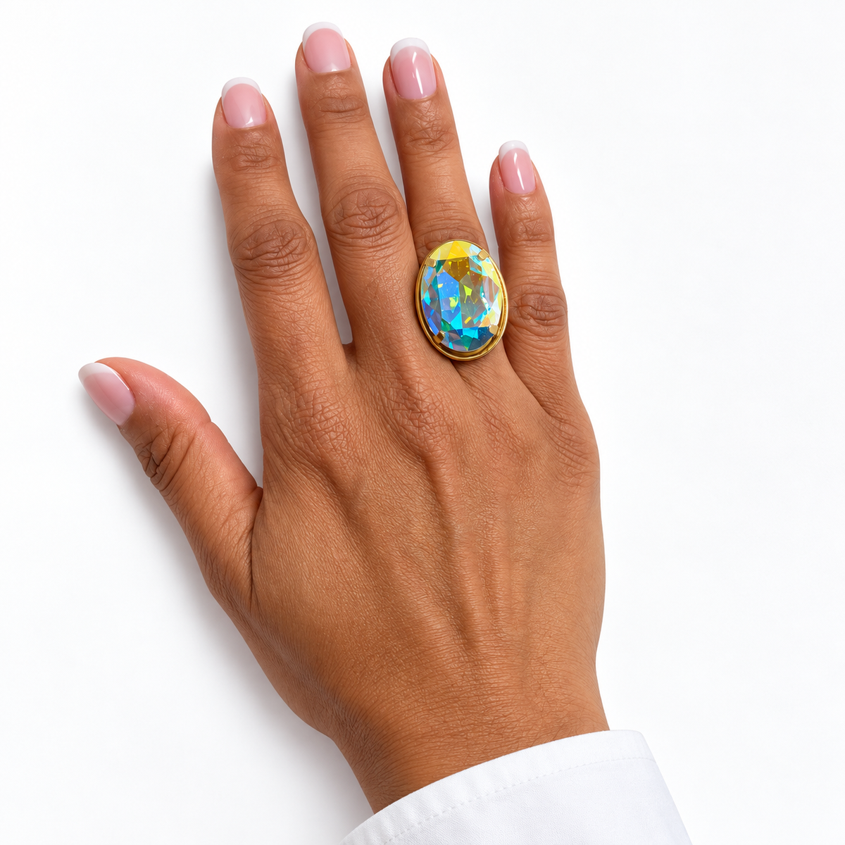Adjustable Oval Swarovski Crystal Ring
