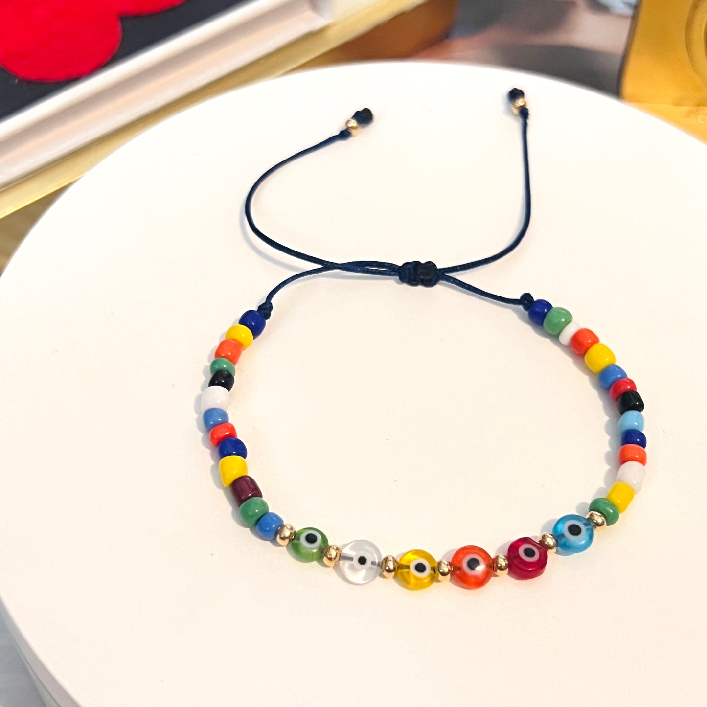Evil eye bracelet, colorful bead bracelet, summer bracelet, ceramic bracelet, happy bracelets, Turkish eye, gift for her, birthday gift