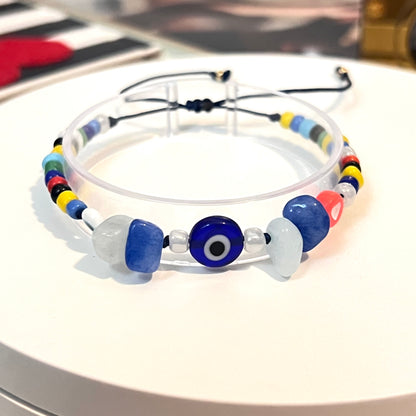Evil eye bracelet, colorful bead bracelet, summer bracelet, ceramic bracelet, happy bracelets, Turkish eye, gift for her, birthday gift