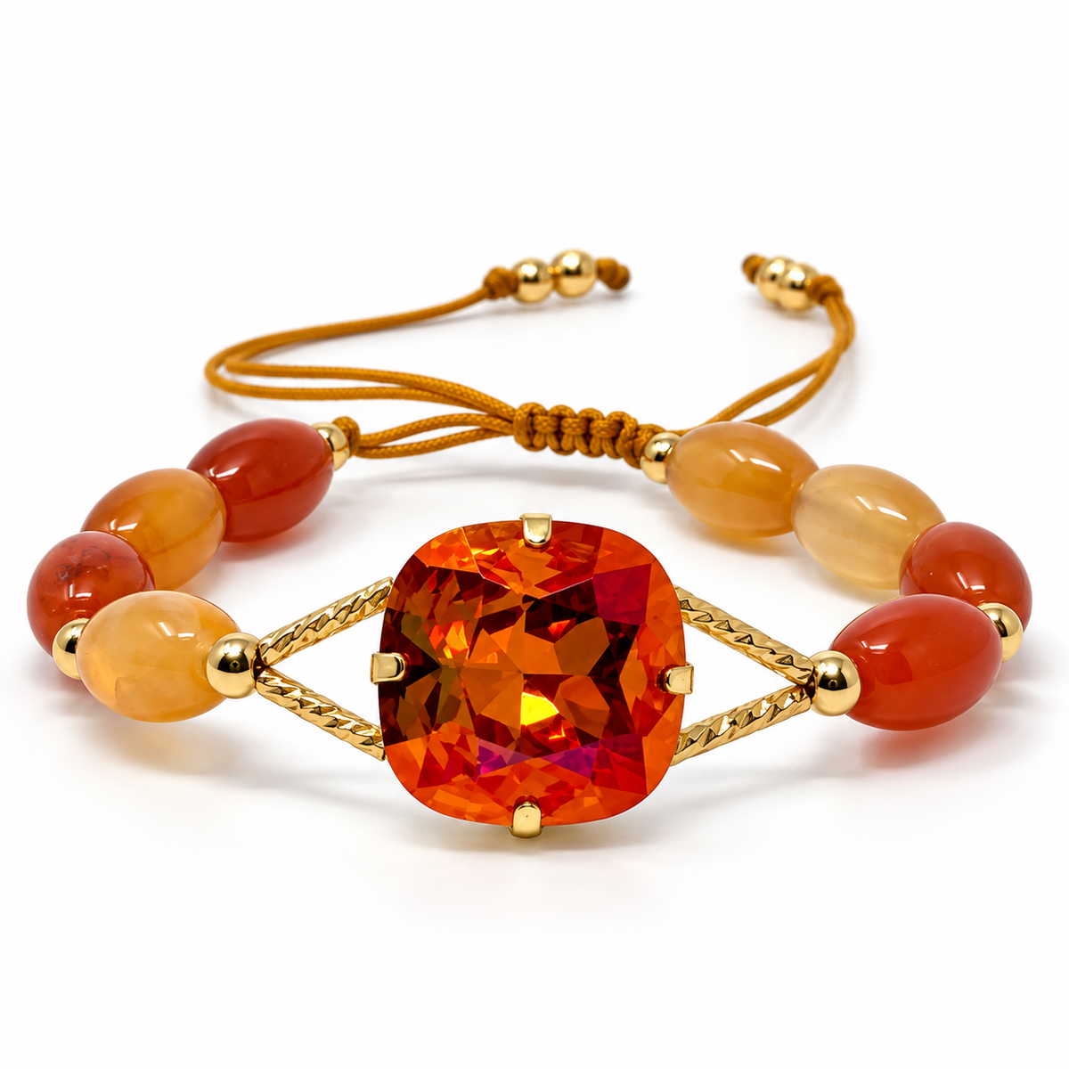 Oval Agate Bracelet with Astral Pink Swarovski Crystal