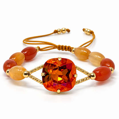 Oval Agate Bracelet with Astral Pink Swarovski Crystal