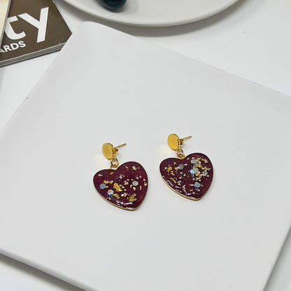 Handmade dangle heart resin earrings