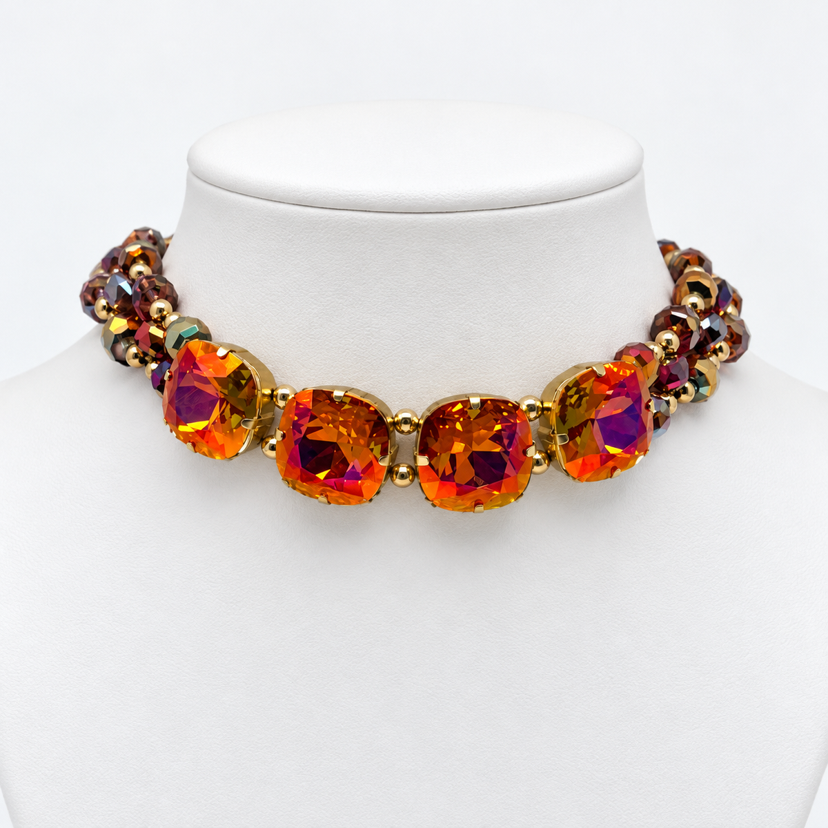 Astral Pink Cushion-Cut Swarovski Crystal Choker