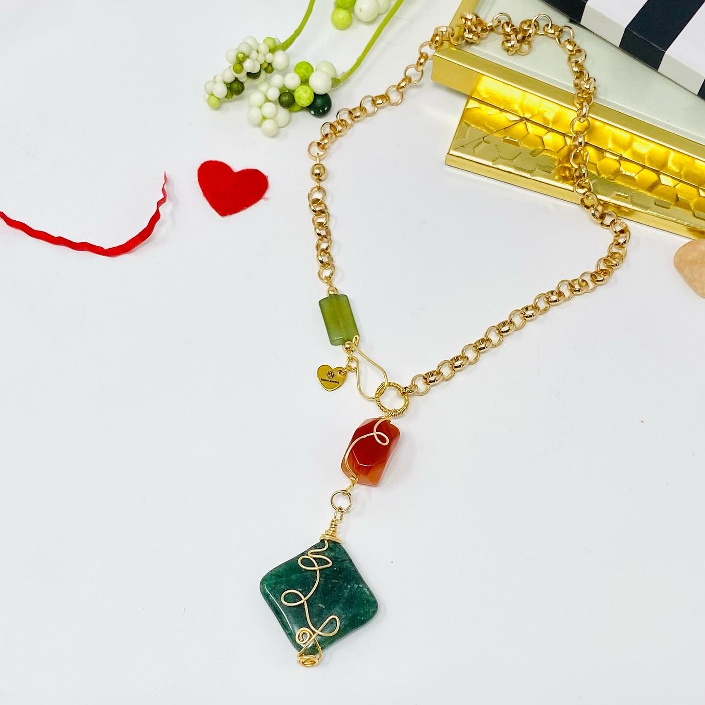 Gemstone Handmade Gold Plated Necklace For Women
